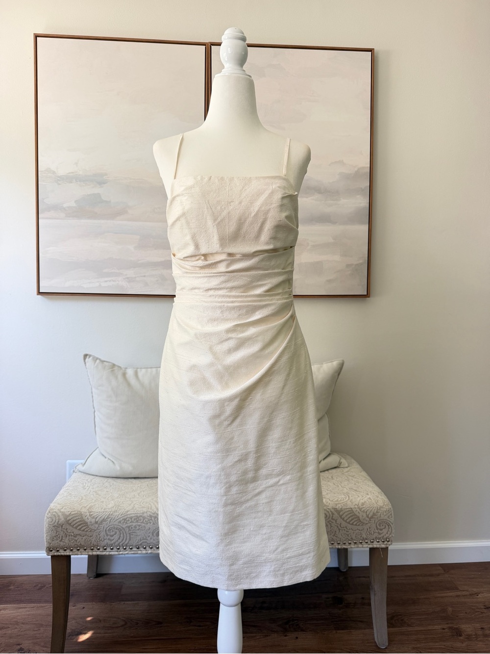 Eliza J Ivory Ruched Sheath Dress – Bridal Shower / Rehearsal Dinner Size 4